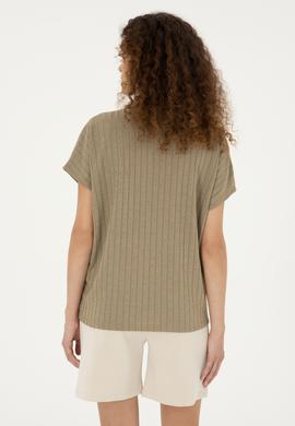 Kadın Haki Polo Yaka Tişört - 50281892005