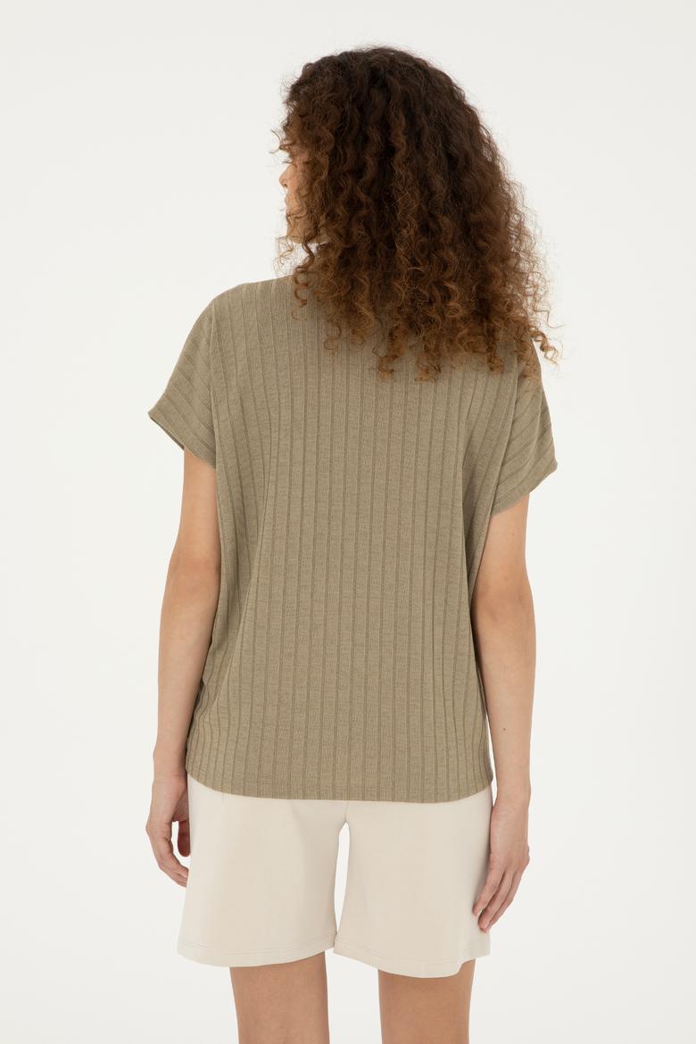 Kadın Haki Polo Yaka Tişört - 50281892005