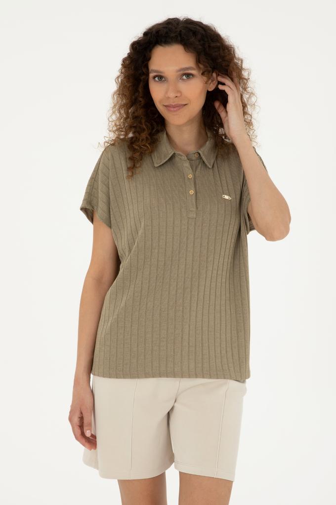 Kadın Haki Polo Yaka Tişört
