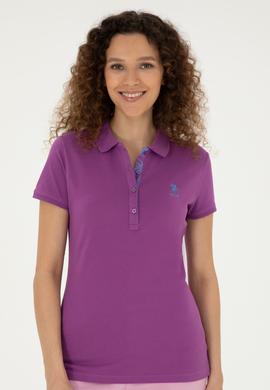 Kadın Mor Basic Polo Yaka Tişört - 50280060275