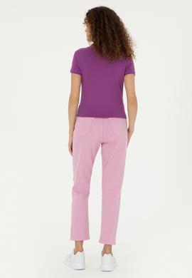 Kadın Mor Basic Polo Yaka Tişört - 50280060275