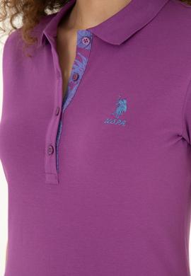 Kadın Mor Basic Polo Yaka Tişört - 50280060275