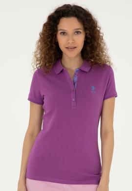 Kadın Mor Basic Polo Yaka Tişört - 50280060275