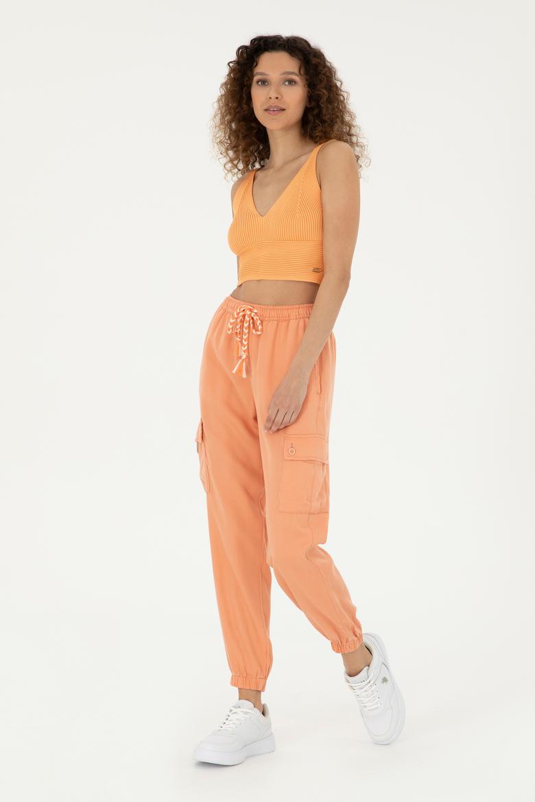 Kadın Somon Kanvas Pantolon