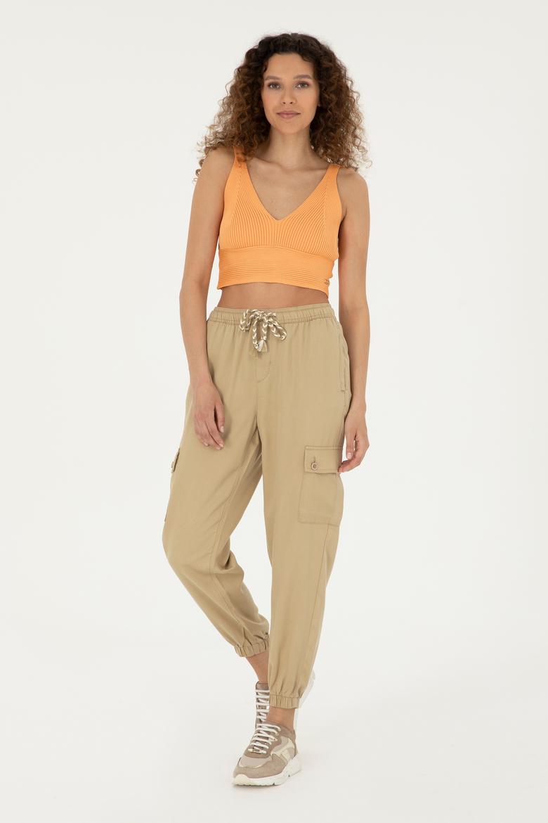 Kadın Açık Haki Kanvas Pantolon - 50281794017