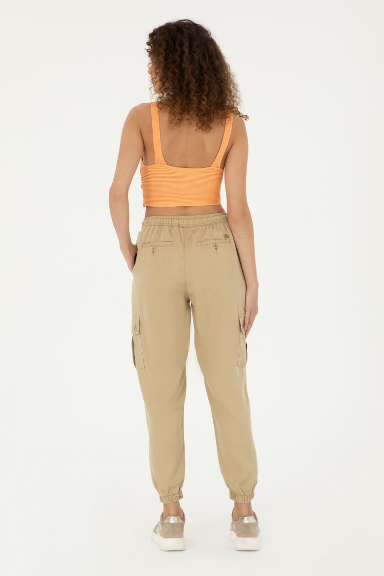 Kadın Açık Haki Kanvas Pantolon - 50281794017