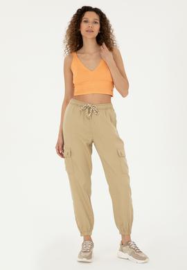 Kadın Açık Haki Kanvas Pantolon - 50281794017