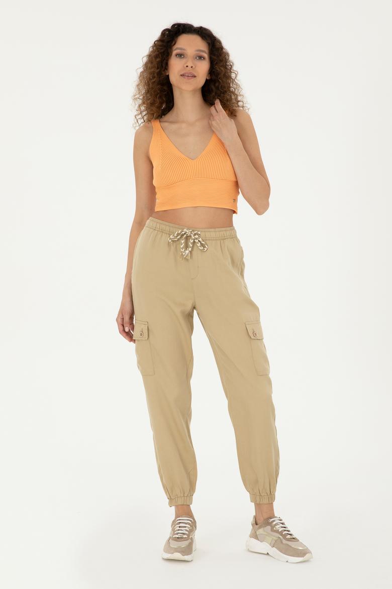 Kadın Açık Haki Kanvas Pantolon
