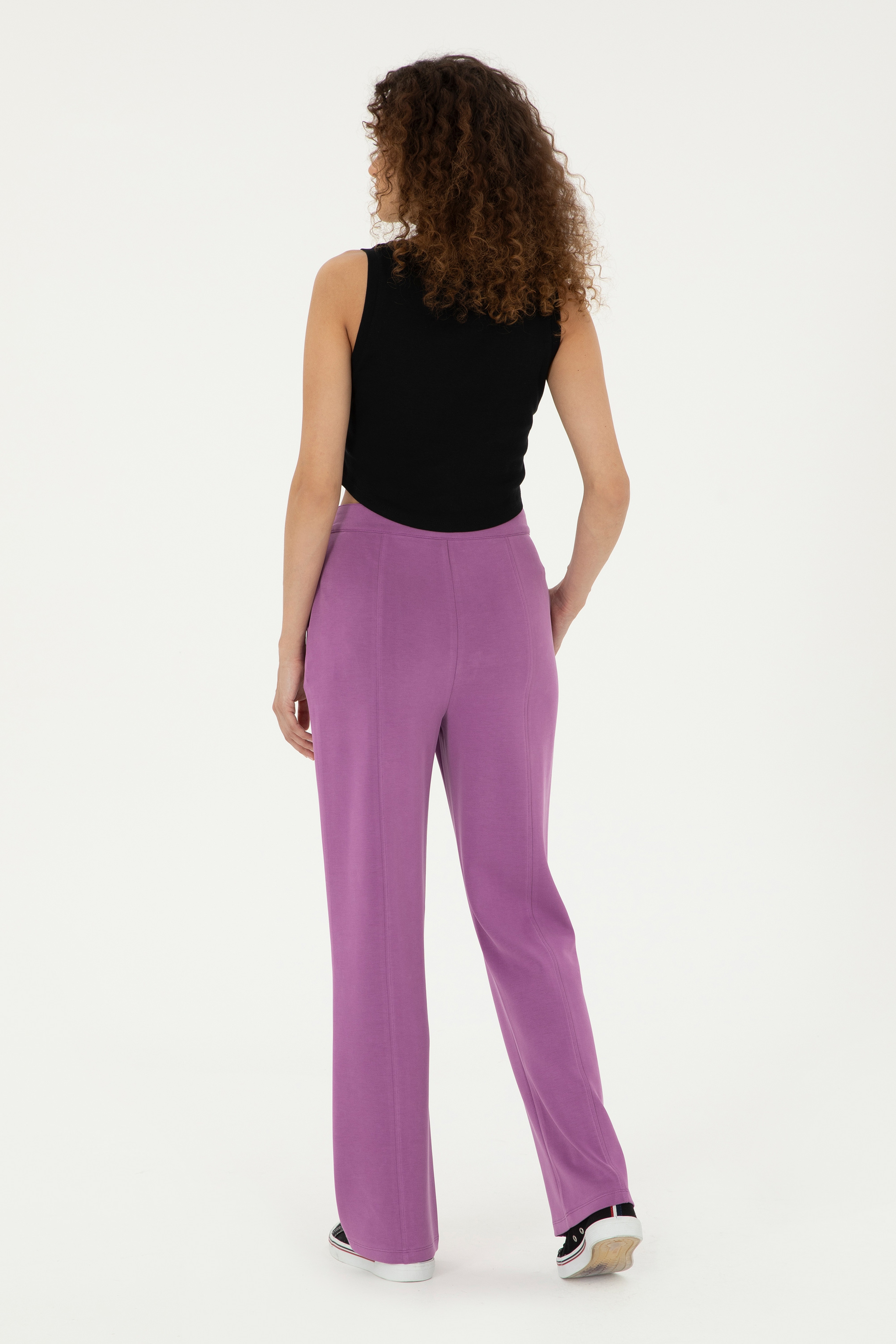 Kadın Mor Örme Pantolon - Image 4