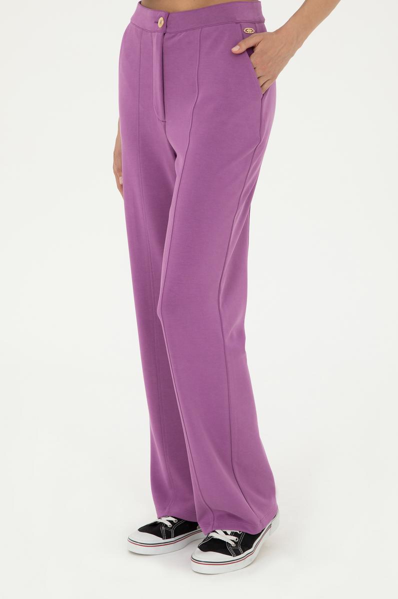 Kadın Mor Örme Pantolon