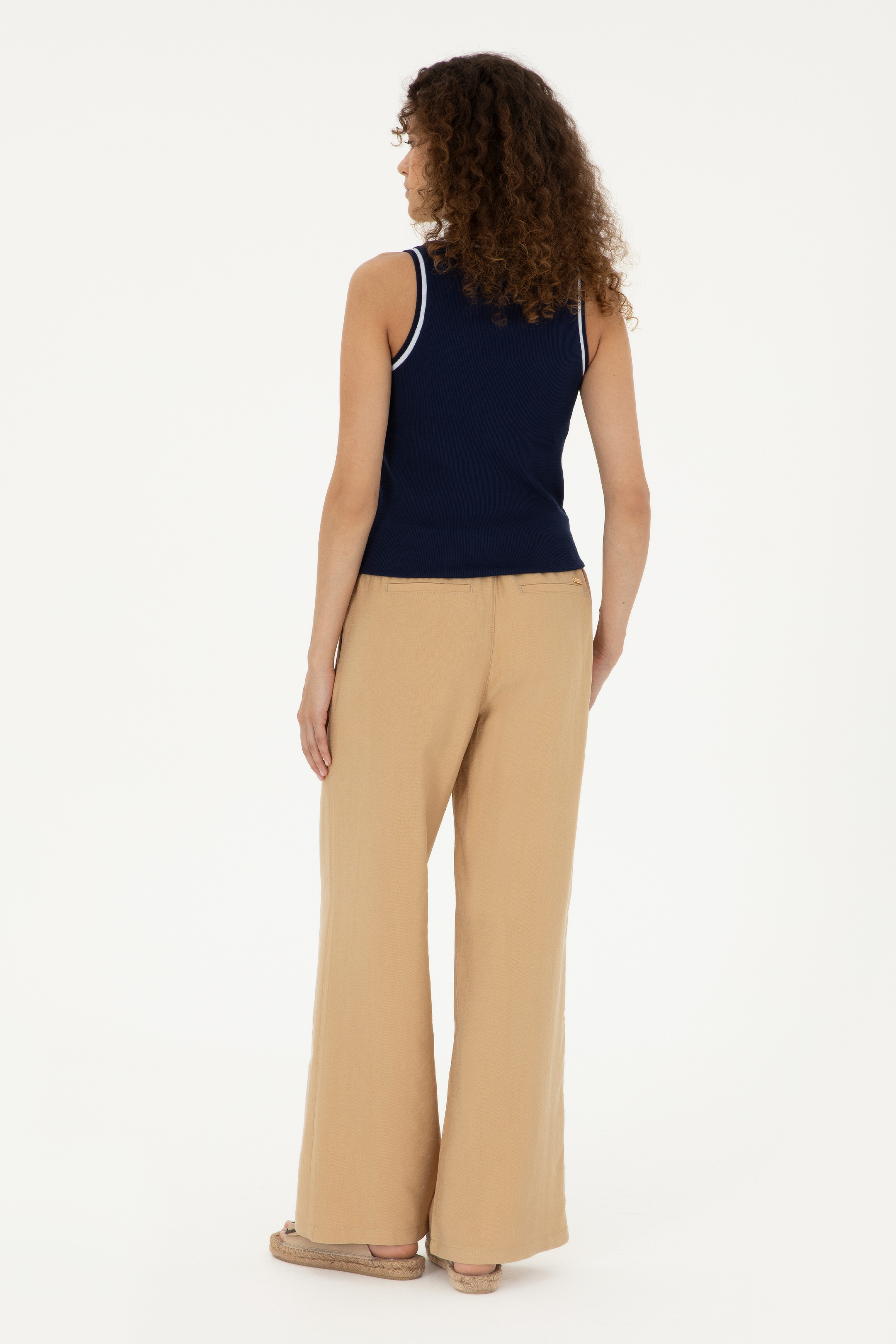 Kadın Camel Loose Relax Fit Kanvas Pantolon - Image 4