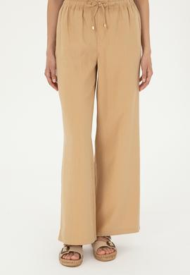 Kadın Camel Loose Relax Fit Kanvas Pantolon - 50289449054
