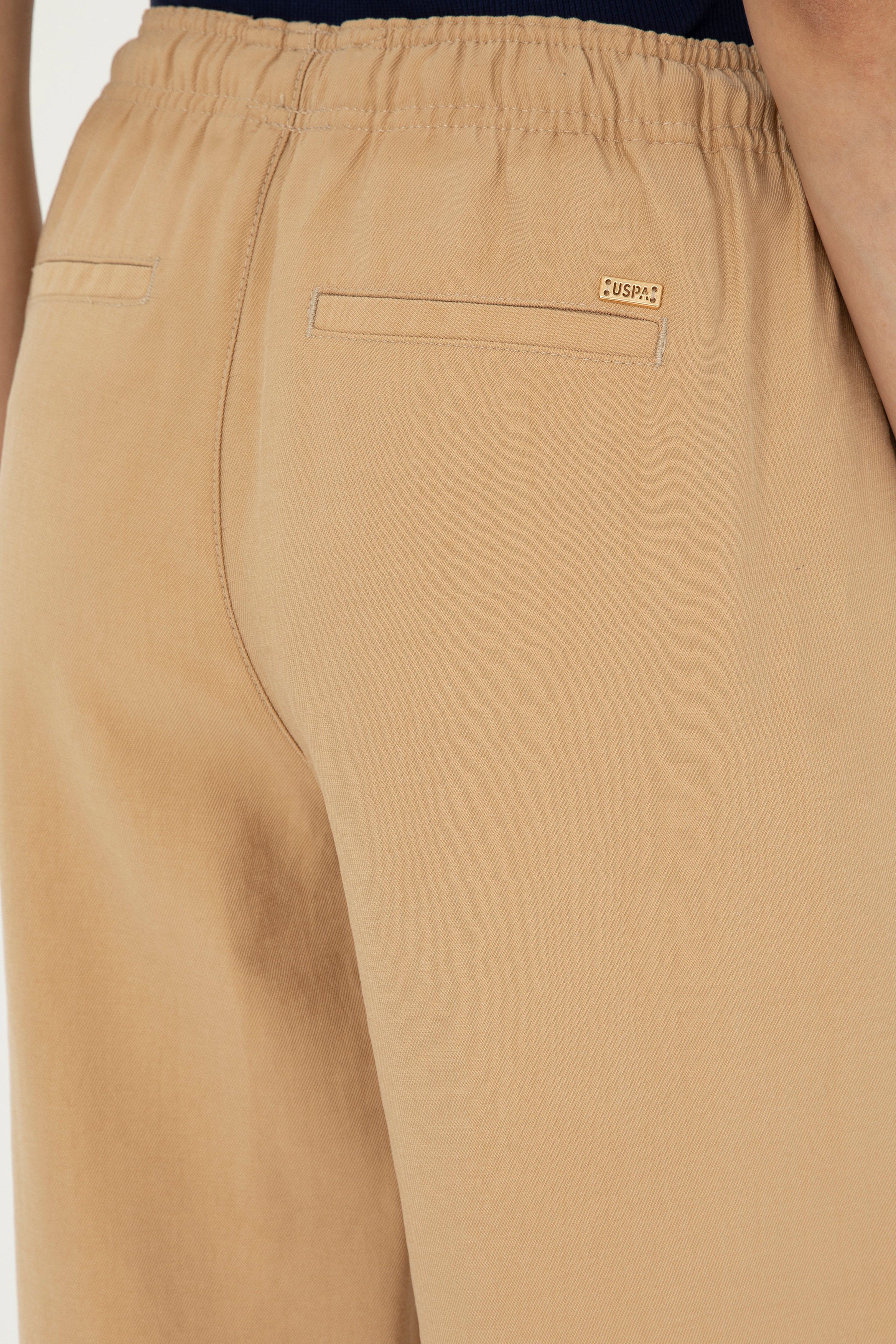 Kadın Camel Loose Relax Fit Kanvas Pantolon