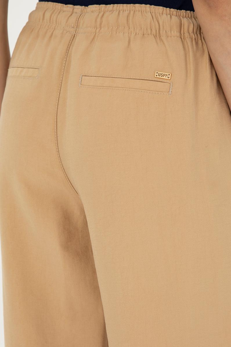 Kadın Camel Loose Relax Fit Kanvas Pantolon