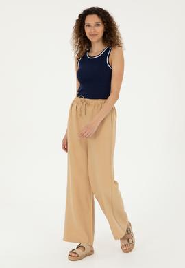 Kadın Camel Loose Relax Fit Kanvas Pantolon - 50289449054