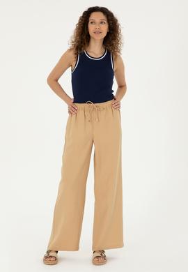 Kadın Camel Loose Relax Fit Kanvas Pantolon - 50289449054