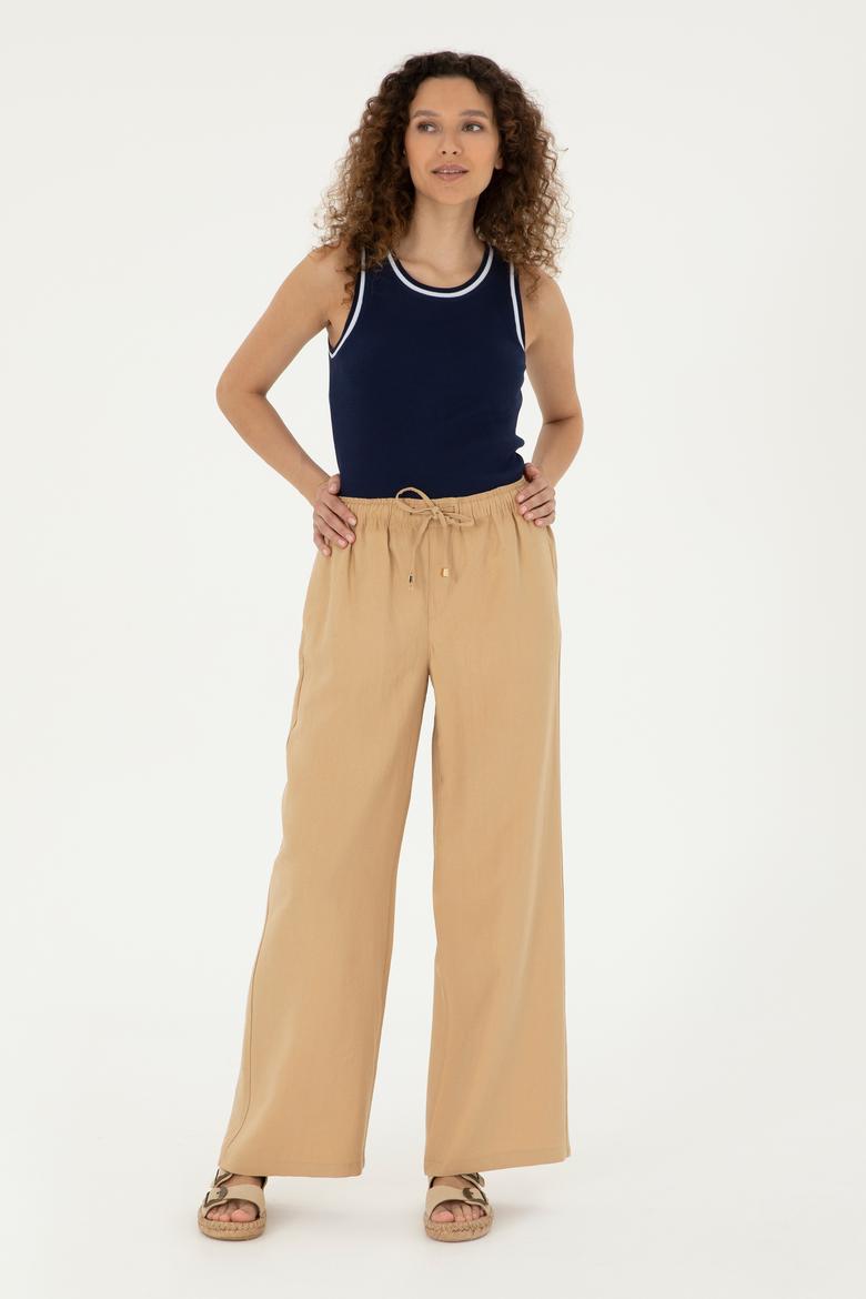 Kadın Camel Loose Relax Fit Kanvas Pantolon - 50289449054