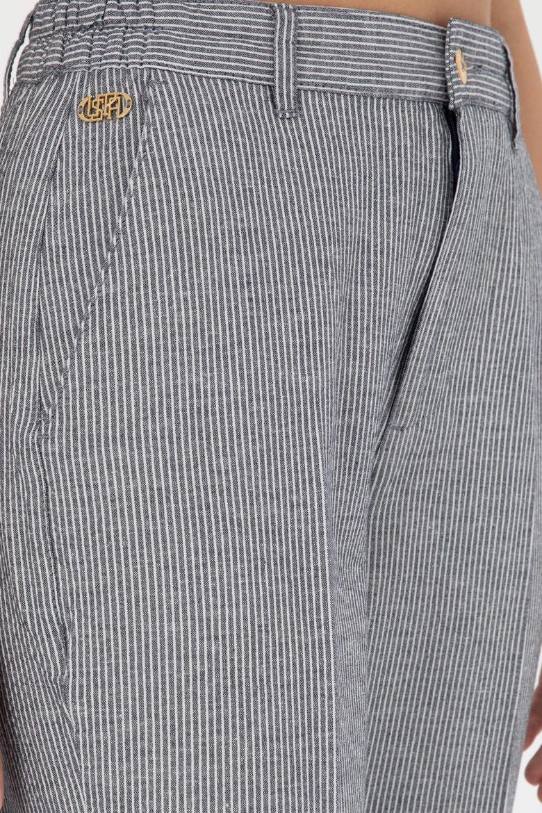 Kadın Lacivert Kanvas Çizgili Pantolon - 50289450006