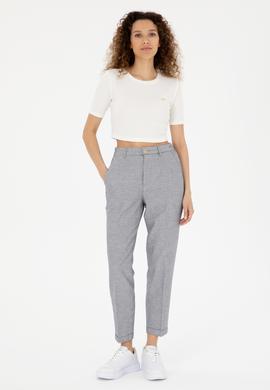 Kadın Lacivert Kanvas Çizgili Pantolon - 50289450006