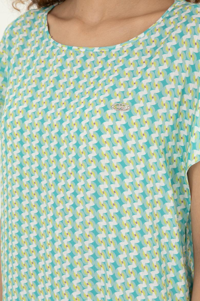 Kadın Su Yeşili Kısa Kollu Gömlek - 50283438012