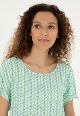 Kadın Su Yeşili Kısa Kollu Gömlek - 50283438012