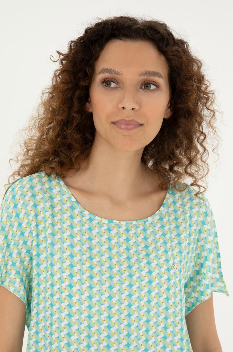 Kadın Su Yeşili Kısa Kollu Gömlek