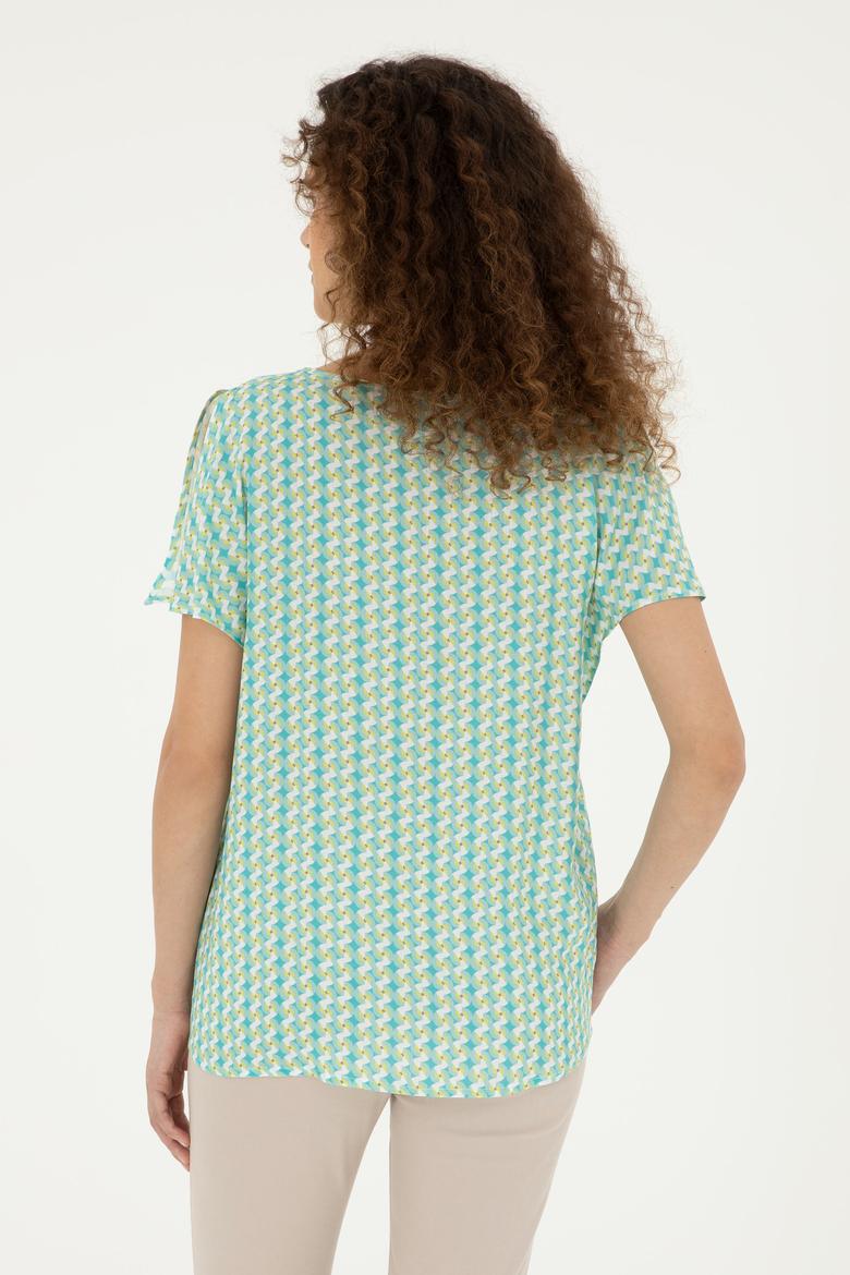 Kadın Su Yeşili Kısa Kollu Gömlek - 50283438012