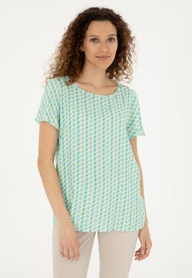 Kadın Su Yeşili Kısa Kollu Gömlek - 50283438012