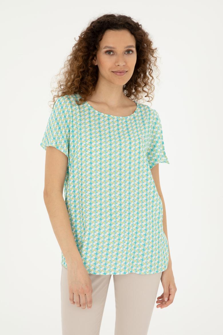 Kadın Su Yeşili Kısa Kollu Gömlek - 50283438012