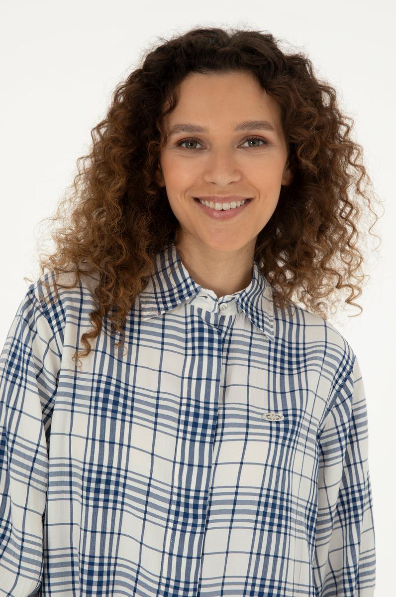 Kadın Lacivert Uzun Kollu Tunik Gömlek