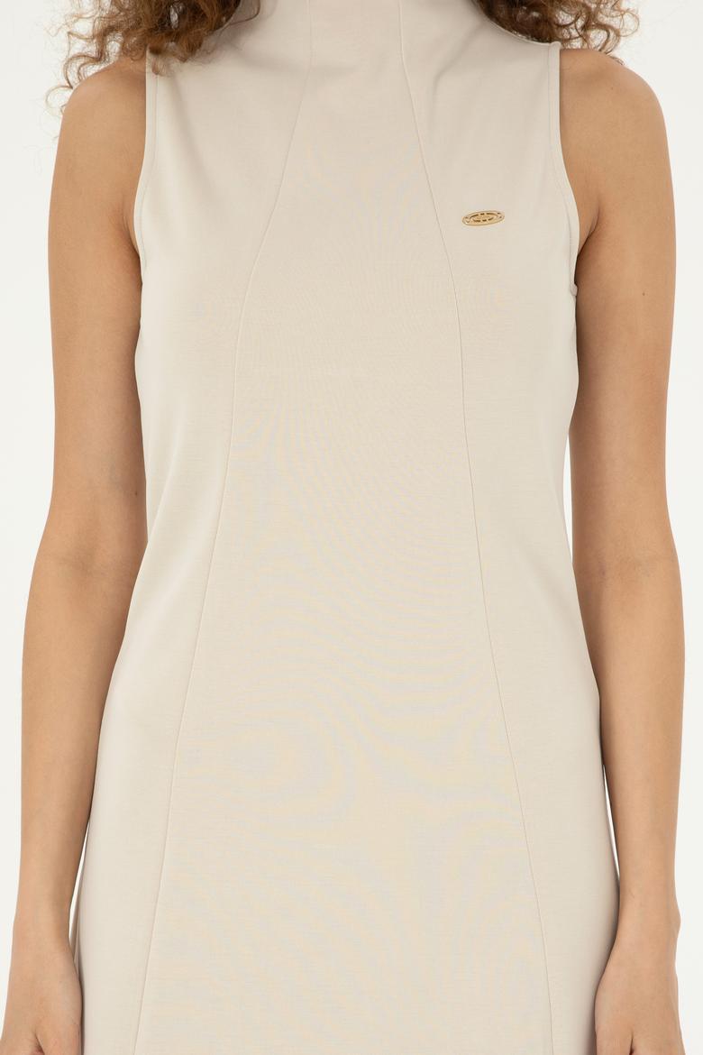 Kadın Taş Dik Yaka Örme Elbise - 50282742023