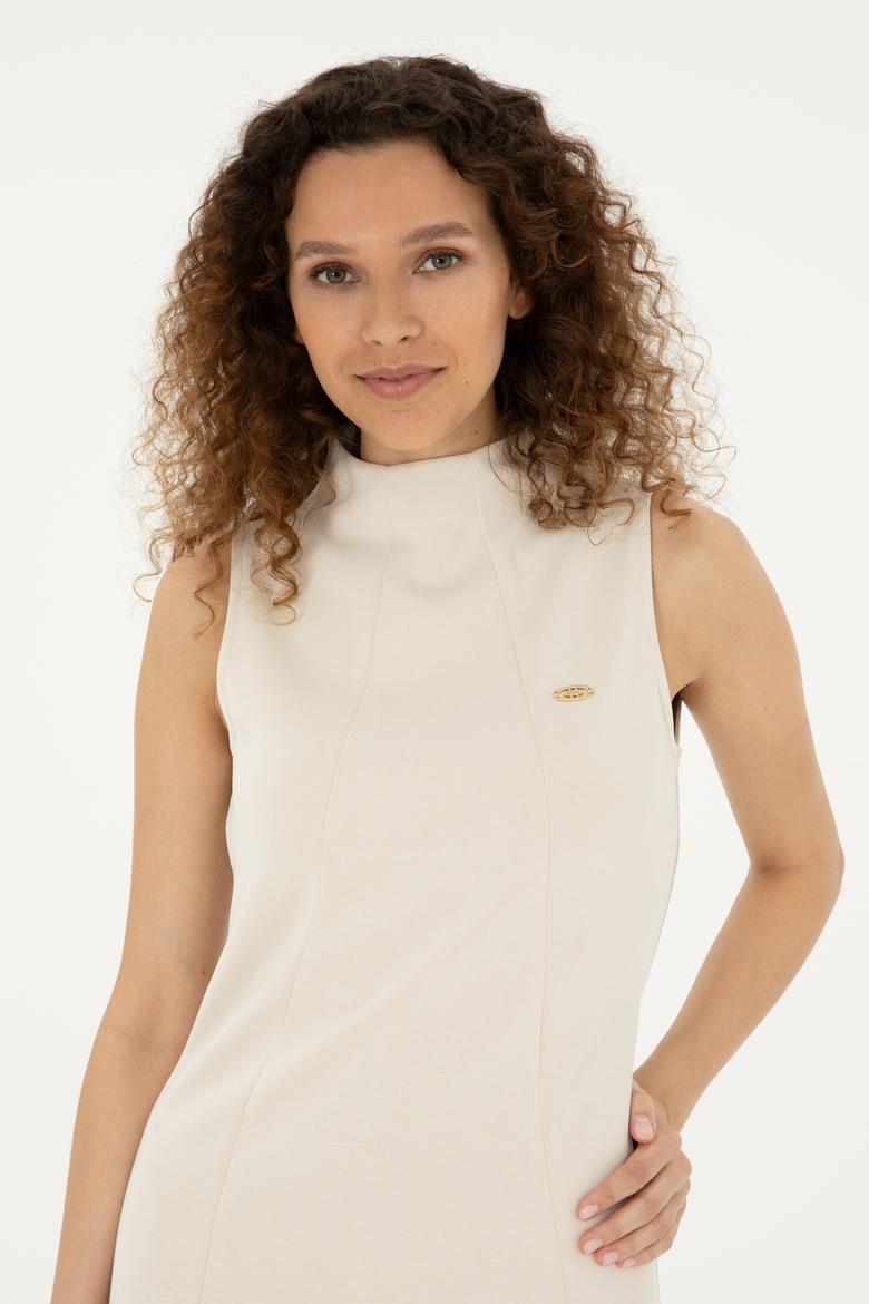 Kadın Taş Dik Yaka Örme Elbise - 50282742023