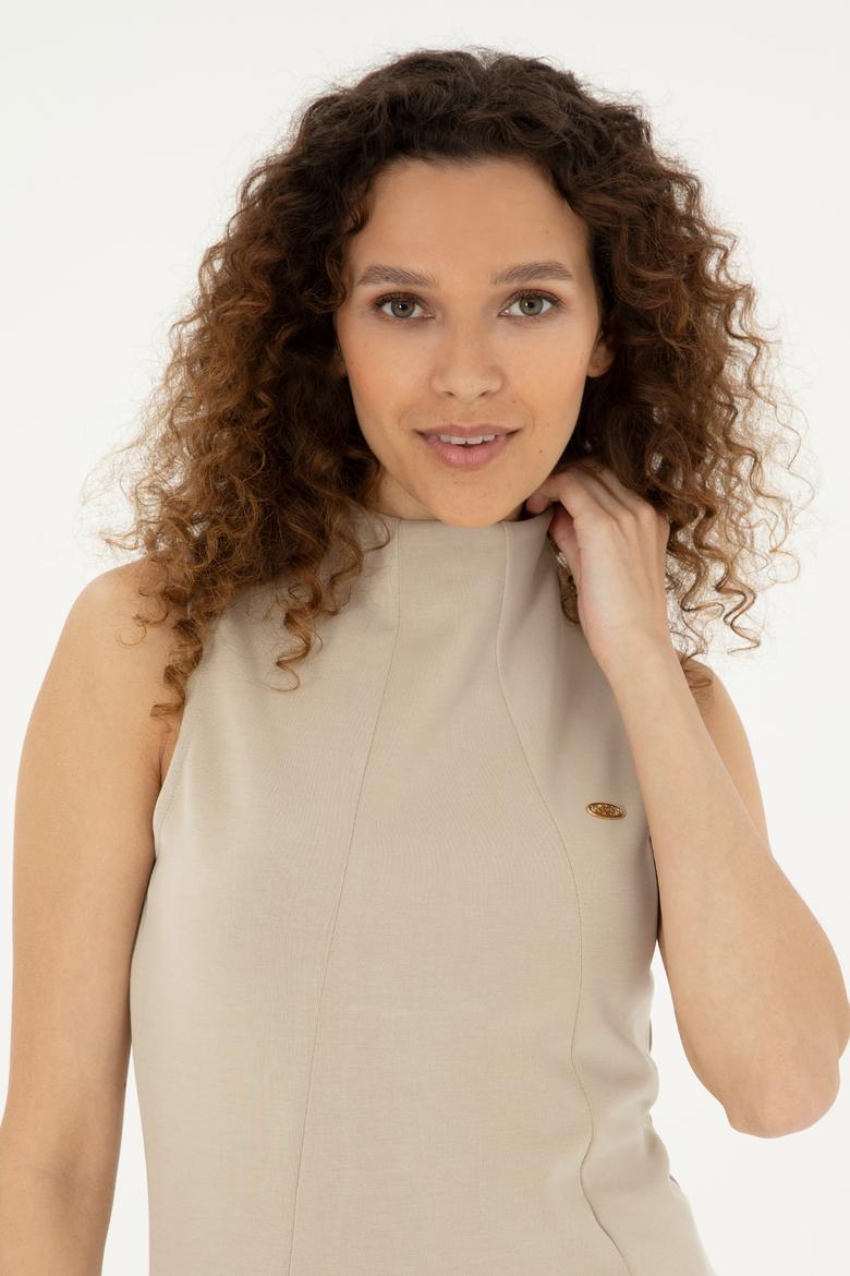 Kadın Taş Dik Yaka Örme Elbise - 50282742028