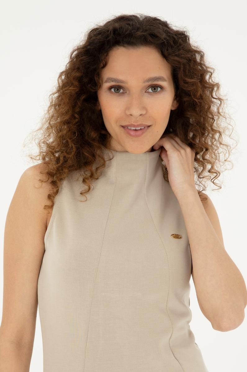 Kadın Taş Dik Yaka Örme Elbise