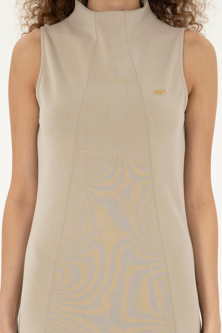 Kadın Taş Dik Yaka Örme Elbise - 50282742028