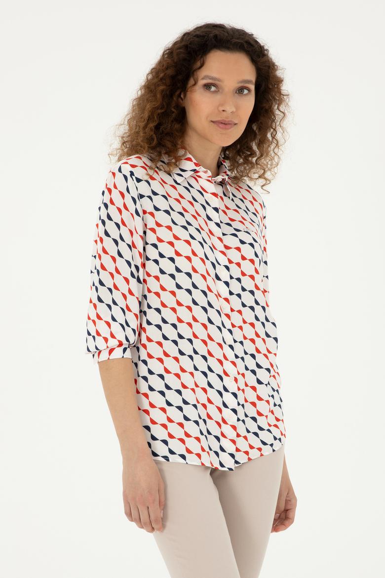 Kadın Lacivert Uzun Kollu Gömlek