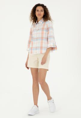 Kadın Ekru Dokuma Şort - 50281740001