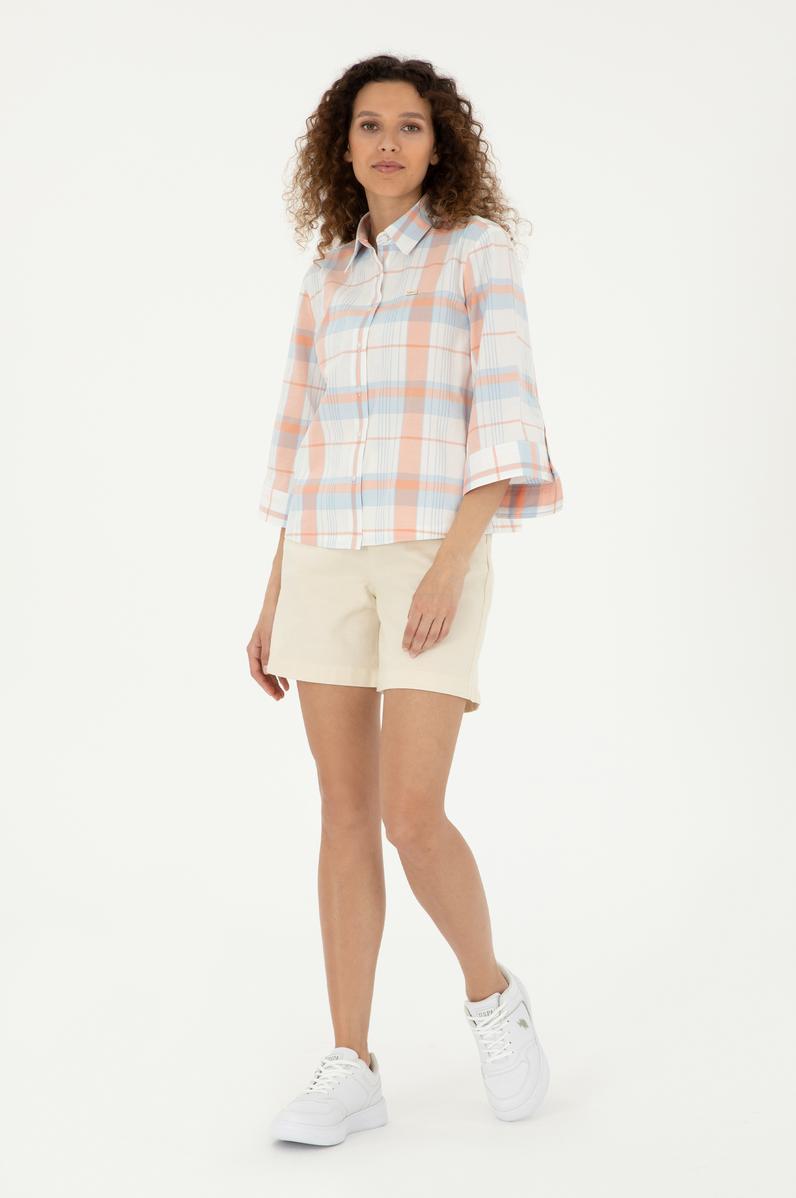 Kadın Ekru Dokuma Şort