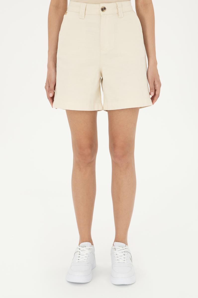 Kadın Ekru Dokuma Şort