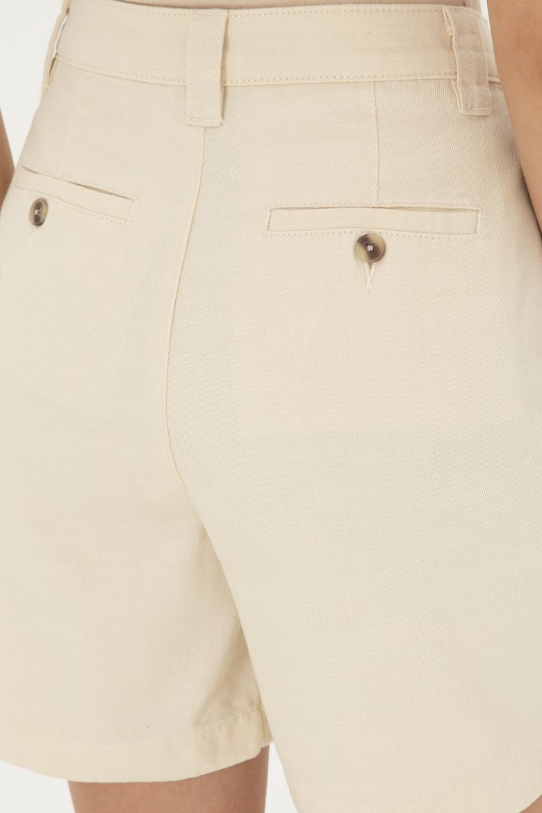 Kadın Ekru Dokuma Şort - 50281740001