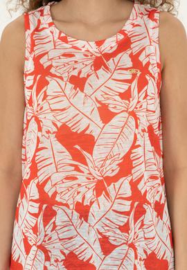 Kadın Nar Çiçeği Kolsuz Bisiklet Yaka Tişört - 50281902021