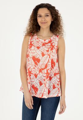 Kadın Nar Çiçeği Kolsuz Bisiklet Yaka Tişört - 50281902021