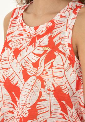 Kadın Nar Çiçeği Kolsuz Bisiklet Yaka Tişört - 50281902021