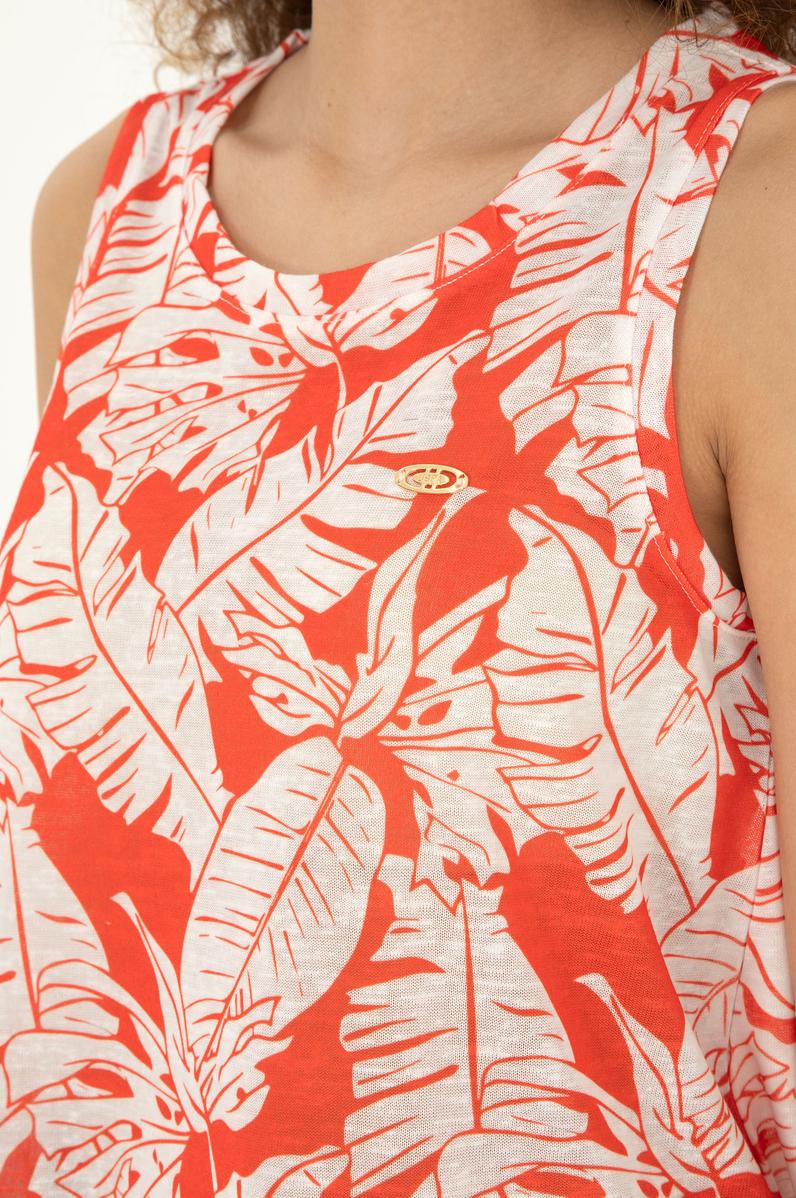 Kadın Nar Çiçeği Kolsuz Bisiklet Yaka Tişört