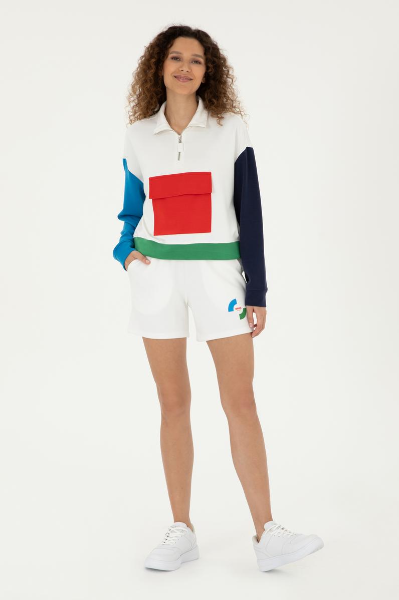 Kadın Beyaz Örme Şort