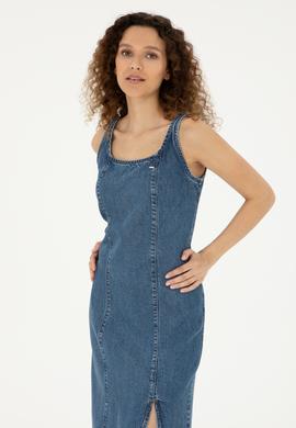 Kadın Açık Mavi Jean Elbise - 50283528012