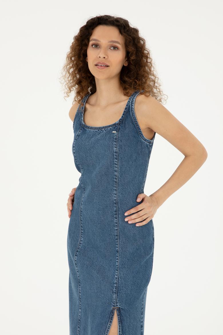 Kadın Açık Mavi Jean Elbise - 50283528012