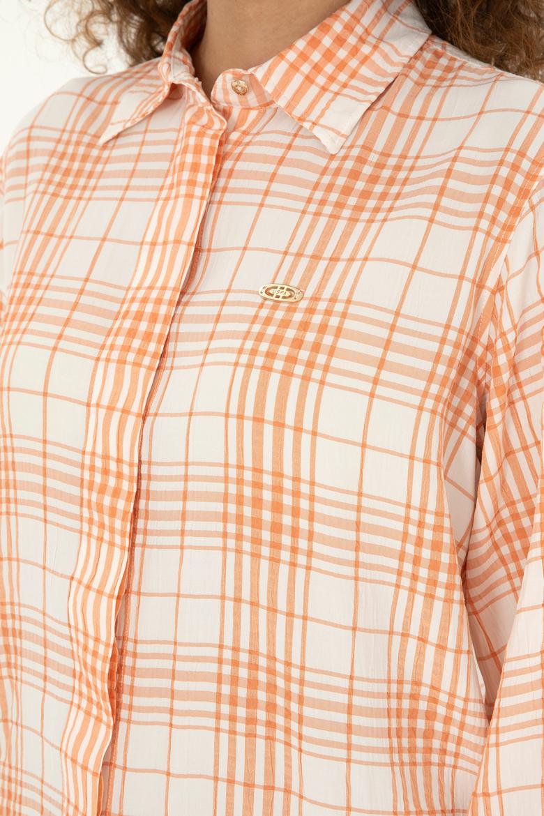 Kadın Somon Uzun Kollu Tunik Gömlek - 50288652018