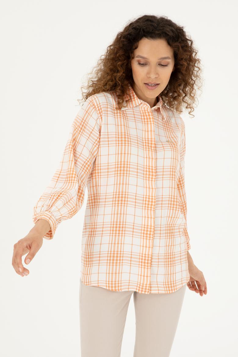 Kadın Somon Uzun Kollu Tunik Gömlek