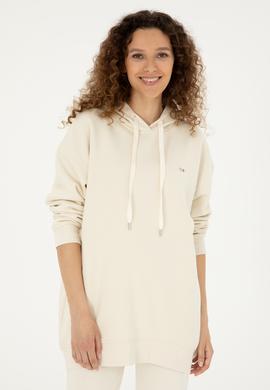 Kadın Krem Kapüşonlu Sweatshirt - 50297078045